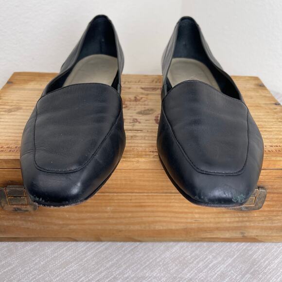 Enzo Angiolini Black Leather Loafers Women’s 8.5 Vintage Square Toe Slip On - Picture 5 of 10